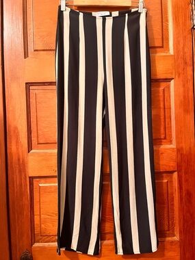 Flynn Skye High Waist Black & White Vertical Stripe Pants - Size Medium